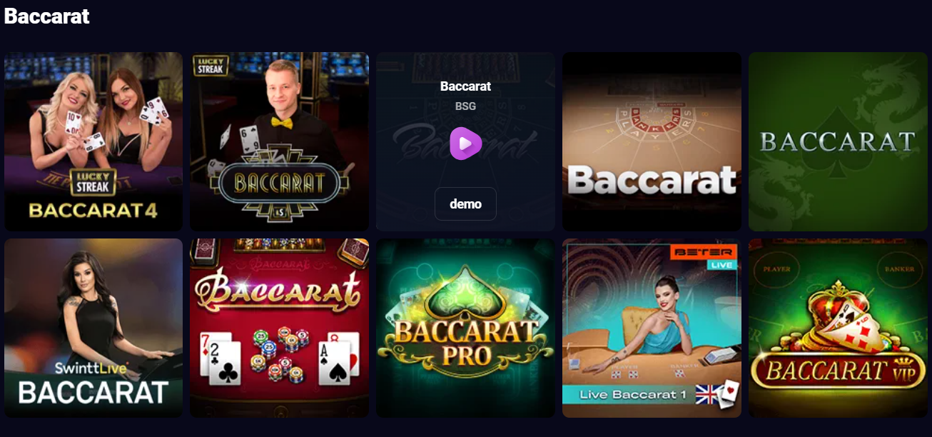 Live baccarat at Lucky 7 Casino