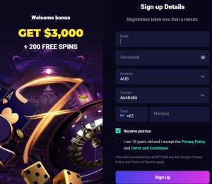Lucky 7 Casino registration form